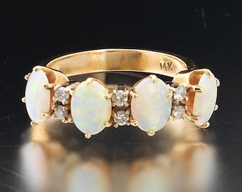 14K Gold and Opal and Diamond Ring size 7.5