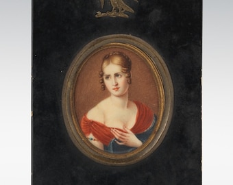 ナポレオンとジョゼフィーヌ・ボナパルトの額入りミニチュア肖像画