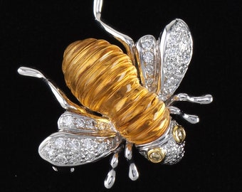 Broche de abeja con diamantes y citrinos tallados en oro de 18 quilates