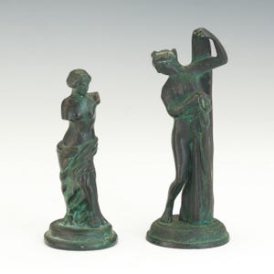 Pair Italian Grand Tour Bronze Cabinet Statues after Antiquity