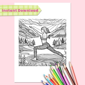 Adult Coloring Pages &quot;Yoga&quot; bundle of 30 | Instant Download, Printable coloring book | Stress relief and mindfulness exercise