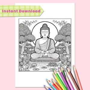 &quot;Ausmalbilder &quot;&quot;Buddha&quot;&quot; 20er Set | Sofortiger Download, Malbuch zum Ausdrucken | Stressabbau und Achtsamkeitsübung