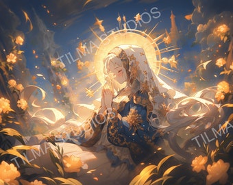 Custom DIGITAL DOWNLOAD Digital Oil Painting of the Most Blessed Virgin ...
