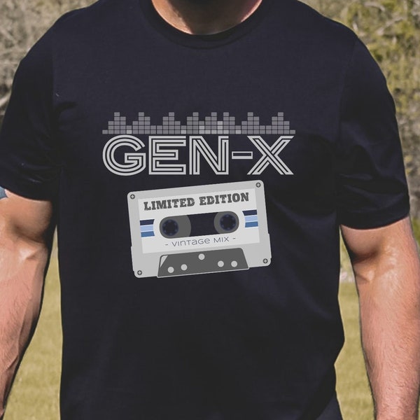 Men's Gen-X Cassette T-Shirt, Generation X Shirt, Mixtape Tee, Throwback, Gen-Xer Gifts