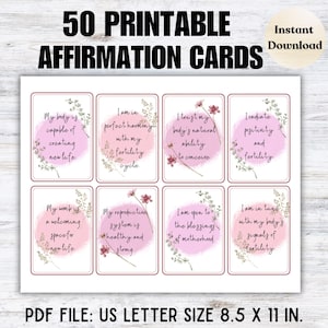 Tarjetas de afirmación de fertilidad, Afirmación de embarazo, Regalo de FIV, Afirmación de FIV, Intentar concebir afirmación, Tarjetas de afirmación
