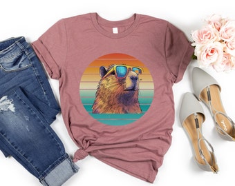 Capybara Shirt, Sunset Shirt, Capybara, Capybara Gift, Funny Shirt, Capybaras, Capybara TShirt, Retro Shirt, Animal Lover Gift, Funny Shirt