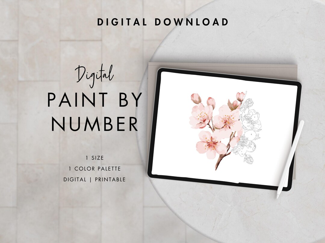 Cherry Blossom Paint by Number Kit Adult | Printable & Digital Download ...
