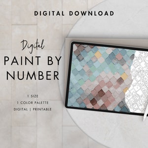 Abstract Colored Tiles Paint By Number Kit Adult | Printable & Digital Download | Color By Numbers | Procreate Color Palettes