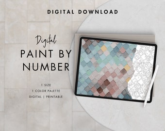 Abstract Colored Tiles Paint By Number Kit Adult | Printable & Digital Download | Color By Numbers | Procreate Color Palettes