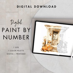 Fall Front Door Paint By Number Kit Adult | Printable & Digital Download | Color By Numbers | Procreate Color Palettes | Digital Wallpaper