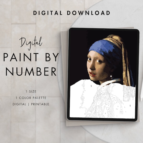 Paint by Number the Girl With the Pearl Earring Etsy