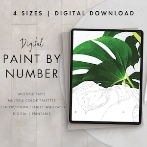 Tropical Plant Paint By Number Kit Adult | Printable & Digital Download Art | Procreate Color Palettes | Digital Wallpaper