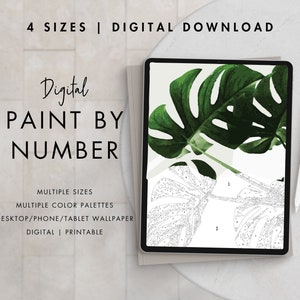 Paint By Number Kit Adult | Digital Download Art | Paint By Number PLANT | Procreate Color Palettes | Printable | Digital Wallpaper