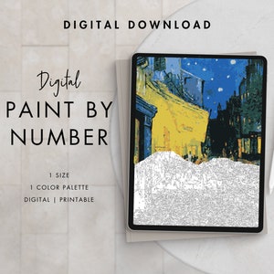 Paint By Number Kit Adult | Digital Download Art | Café Terrace at Night | Vincent van Gogh | Procreate Color Palettes | Printable