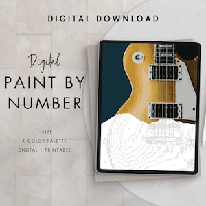 Guitar Still Life Paint By Number Kit Adult | Printable & Digital Download Art | Procreate Color Palettes | Digital Wallpaper