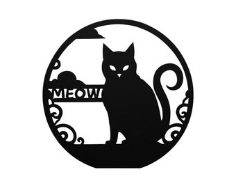 Unique Meow Cat Die-Cut Metal Sign for Kitty Lovers - Purrfectly Stylish Home Decor