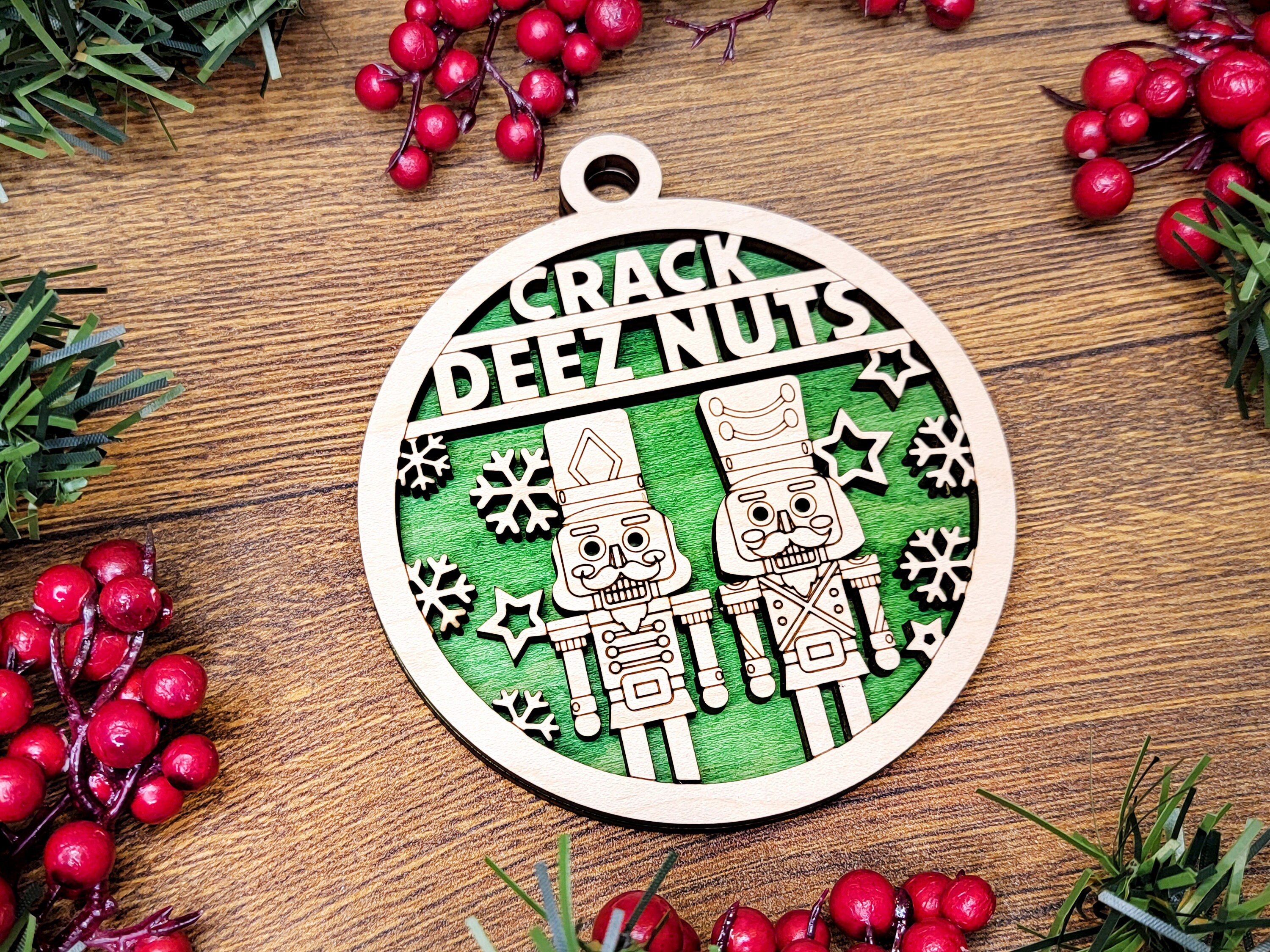 Crack Deez Nuts Christmas Ornament Funny Holiday Decor, Unique Festive Tree Accessory, Humorous