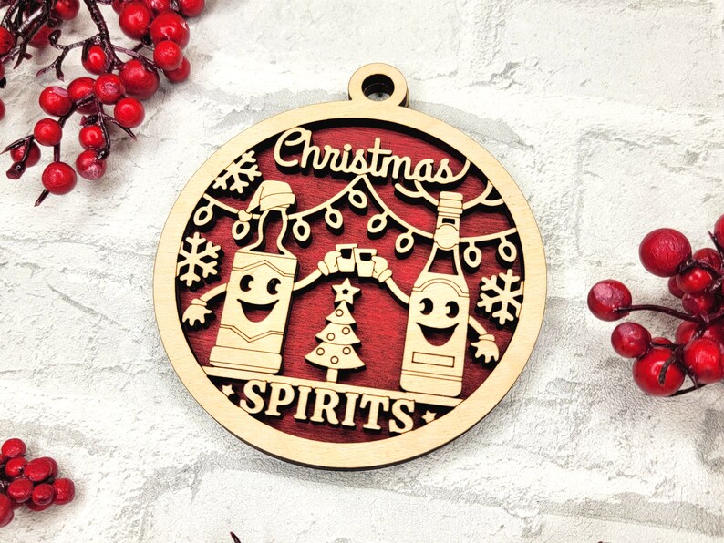 Christmas Spirits Funny Christmas Ornament Holiday Alcoholthemed Decor