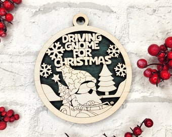 Driving Gnome For Christmas Funny Christmas Ornament - Gnome-Themed Holiday Decor, Whimsical Xmas Tree Accessory, Funny Gift