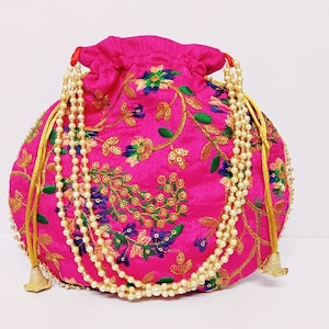 Festiwave Potli Bags Potli Gifts Purse Small Silk Bag Potli Clutch Handbag Return gift for guests Return Favors Indian Wedding Favors