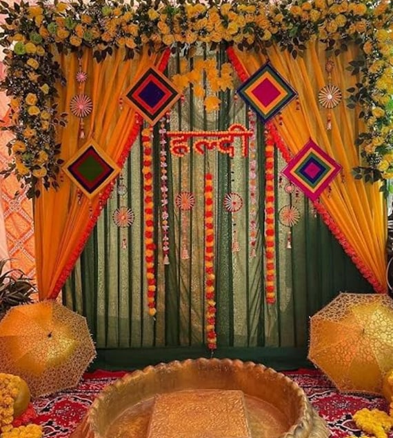 Festiwave Haldi Decor Complete Setup Mehndi Decor Sangeet Decoration Wedding Party Backdrop Full DIY Indian Wedding Hindu Haldi Decoration Etsy Hong Kong