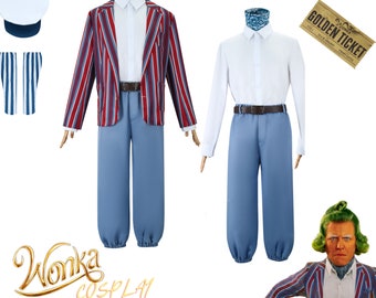 Adult &Kids Oompa Loompa Costume, Chocolate Factory Costume，Men's Movie Cosplay Halloween Carnival Masquerade Polyester, Movie wonka