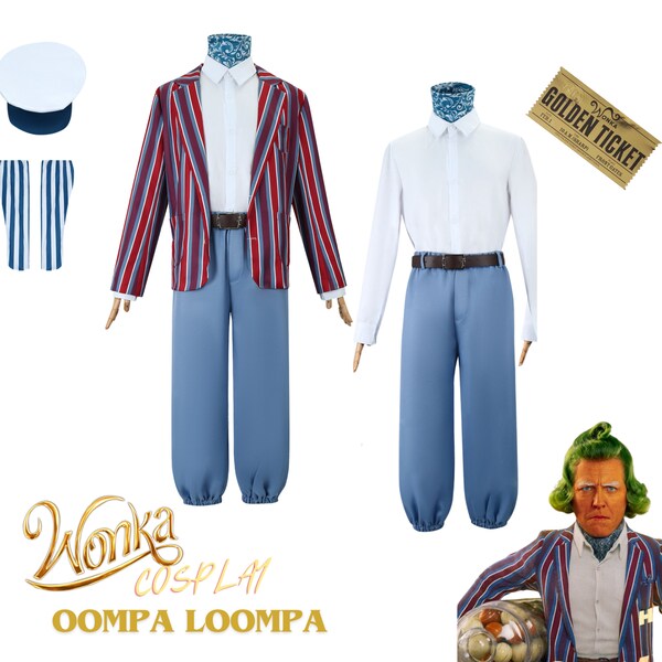 Adult &Kids Oompa Loompa Costume, Chocolate Factory Costume，Men's Movie Cosplay Halloween Carnival Masquerade Polyester, Movie wonka