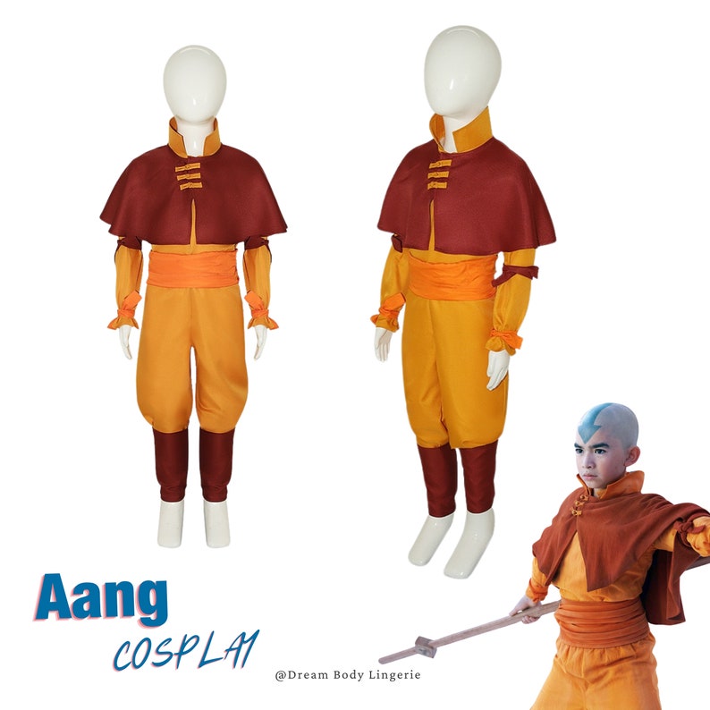 Movie-inspired Aang Cosplay Adults&Kids Costume Aang cospaly 2024 New Version Aang's iconic costume 2024 halloween costume image 3