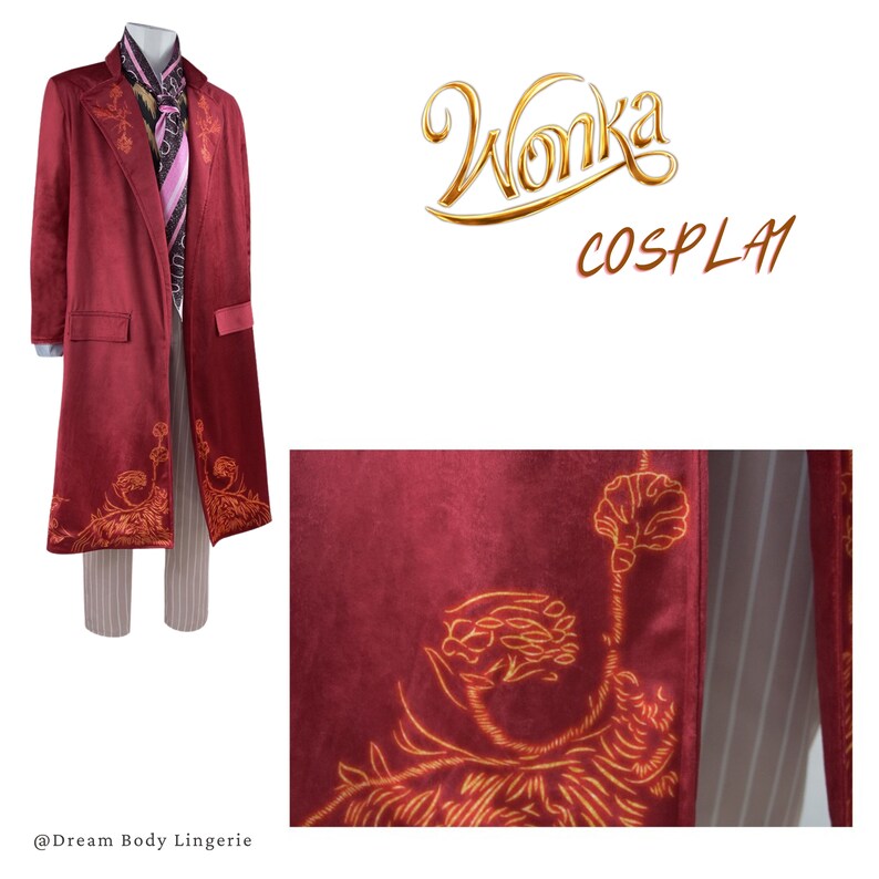 Volwassen & Kinderen Willy Wonka Kostuum Chocolade F4ctory Cosplay, Op film geïnspireerd Rood Pak Cosplay Halloween Carnaval Maskerade Polyester afbeelding 5