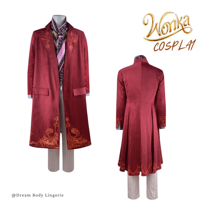 Willy Wonka-Kostüm für Erwachsene und Kinder, Chocolate F4ctory Cosplay, vom Film inspirierter roter Anzug, Cosplay, Halloween, Karneval, Maskerade, Polyester Bild 3