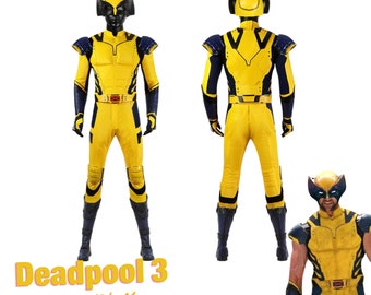 Completo classico di Wolverin ｜Costume cosplay di James Howlett Logan Set completo da battaglia giallo di alta qualità ｜Costume ispirato al film