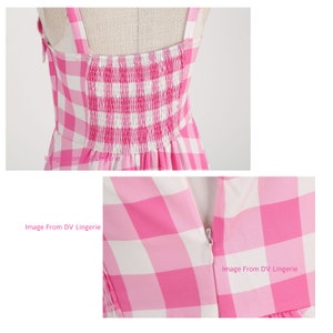 Movie-inspired Pink Plaid Bow Tie Dress Margot Robbie Dress Pink Halloween Cosplay Halloween Dress Gift For Her image 6