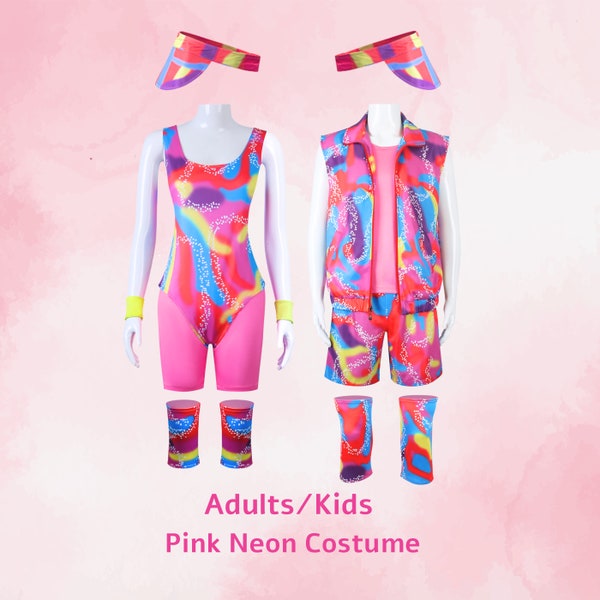 Abiti per coppia Neon Rollerblade｜Costume da pattinatrice per adulti e bambini / Costume cosplay di Margot Robbie, Cosplay di coppia di Halloween