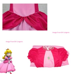 Womens Princess Peaches Costume /Girl 's Peach Princess Dress /Adult Kids Movie Role Playing Cosplay Costume Birthday Party Dress image 9
