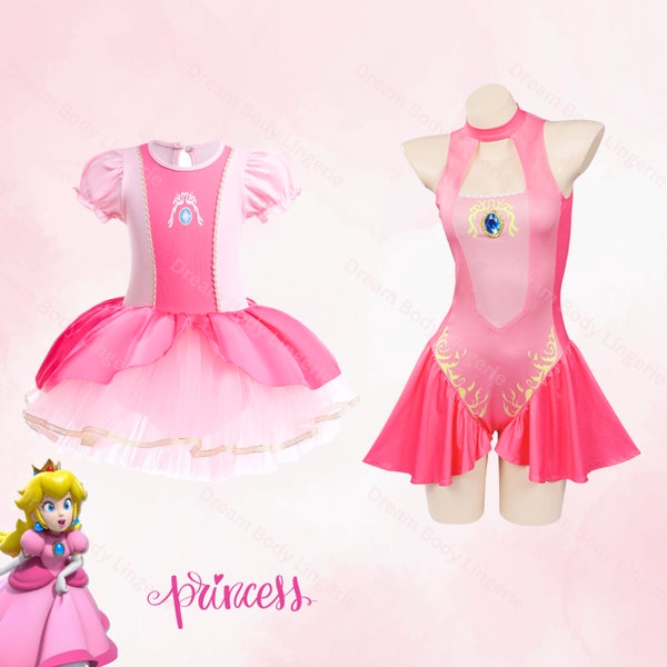 Creative Princess Peaches Costume｜ Movie-Inspired Dress for Halloween and Role-Playing, Adults and Kids Peach Princess Cosplay Costume