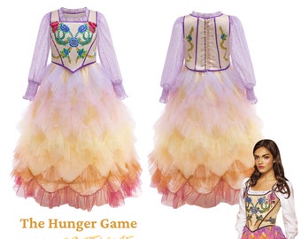 The Hunger Games 2023 Cosplay,Lucy Gray Kids Costume ,Colorful Cake Dress for girls,Lucy Gray Baird Costume, 2024 halloween