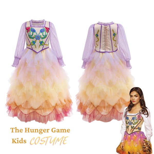 The Hunger Games 2023 Cosplay,Lucy Gray Kids Costume ,Colorful Cake Dress for girls,Lucy Gray Baird Costume, 2024 halloween