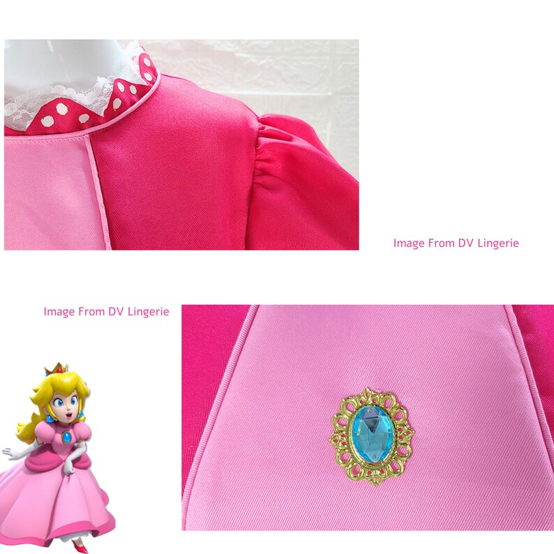 Womens Princess Peaches Costume /Girl 's Peach Princess Dress /Adult Kids Movie Role Playing Cosplay Costume Birthday Party Dress image 8