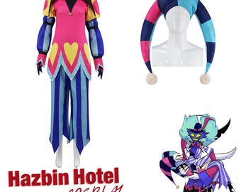 HAZBIN HOTEL Fizzarolli Cosplay Costume | Helluva Boss Clown Costume｜ Fizzarolli Full Set Costume | Fizzarolli Hat