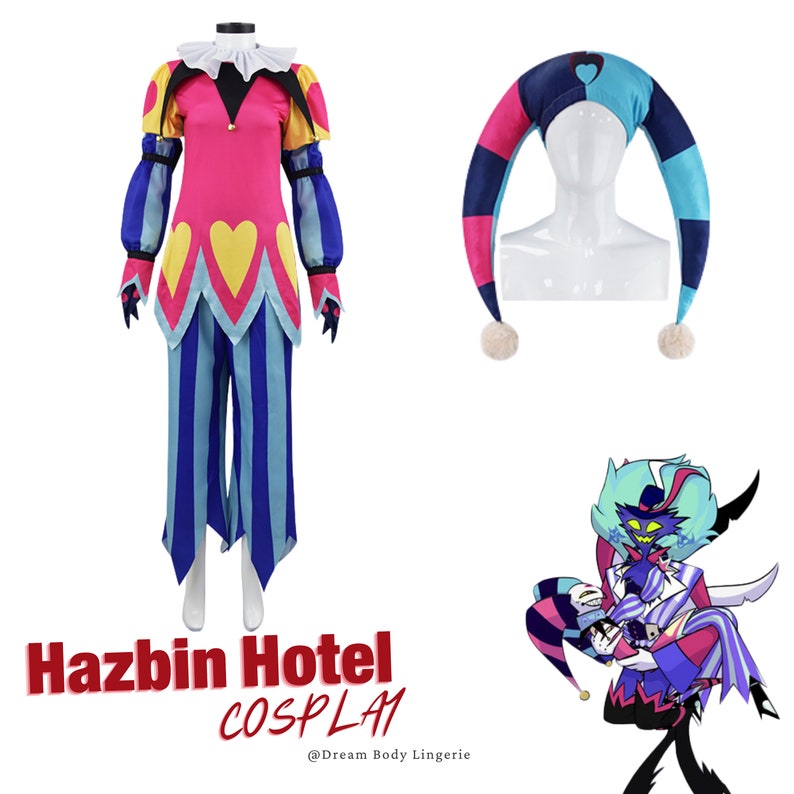 HAZBIN HOTEL Fizzarolli Cosplay Costume Helluva Boss Clown Costume Fizzarolli Full Set Costume Fizzarolli Hat image 1