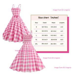 Movie-inspired Pink Plaid Bow Tie Dress Margot Robbie Dress Pink Halloween Cosplay Halloween Dress Gift For Her image 4