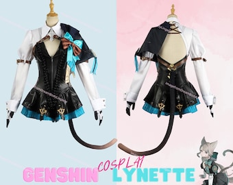 Lynette Cosplay Genshin Impact Complete Costume Set |Genshin Costume Cosplay| Lynette Cosplay For Halloween Party