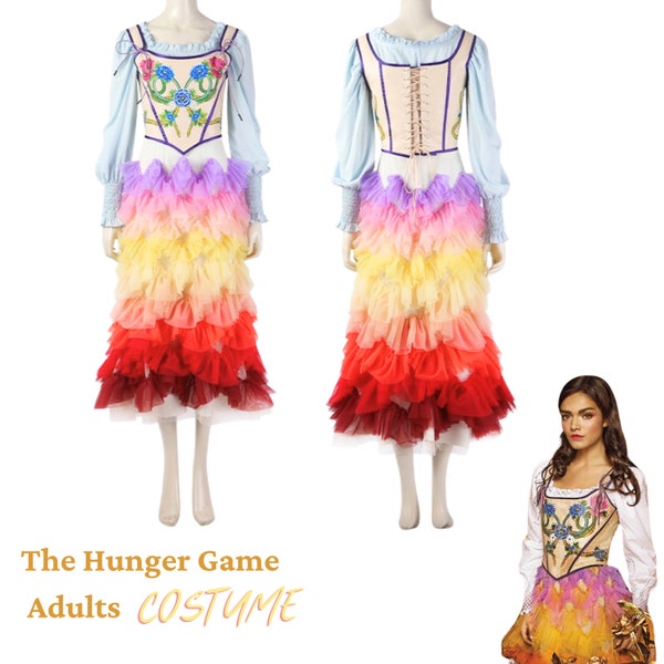 The Hunger Games 2024 Cosplay,Lucy Gray Adults Costume ,Colorful Cake Dress for girls,Lucy Gray Baird Costume, 2024 halloween