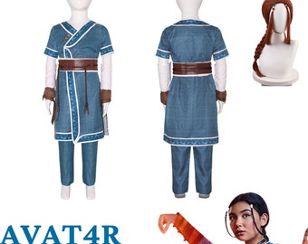 Costumes de cosplay Katara inspirés du film pour adultes et enfants, costume de carnaval bleu d'Halloween, cosplay W4terbander