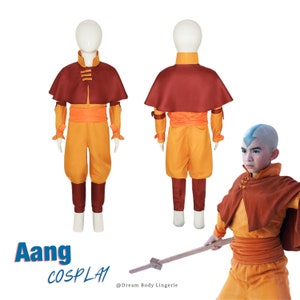 Movie-inspired Aang Cosplay Adults&Kids Costume Aang cospaly 2024 New Version Aang's iconic costume 2024 halloween costume image 1