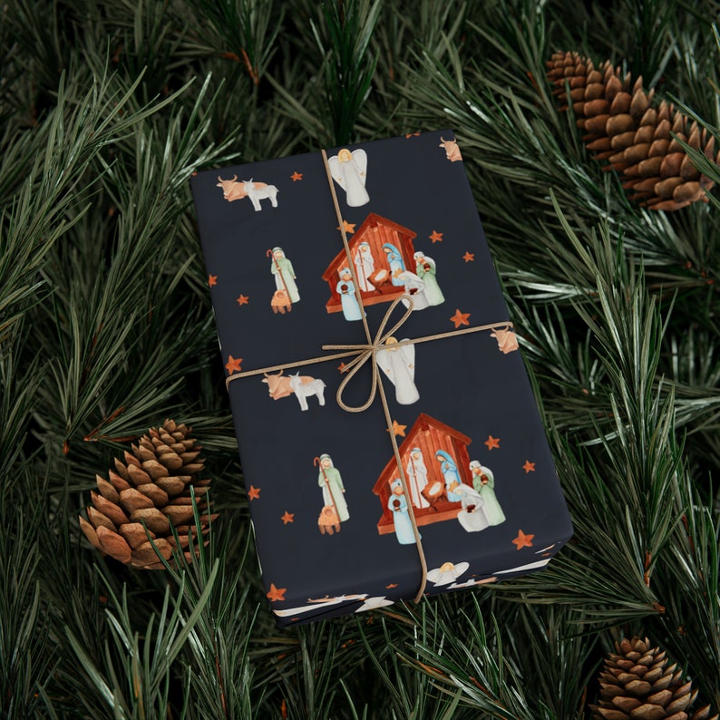 Nativity Scene Christian Wrapping Paper Gift Wrap Religious Christmas