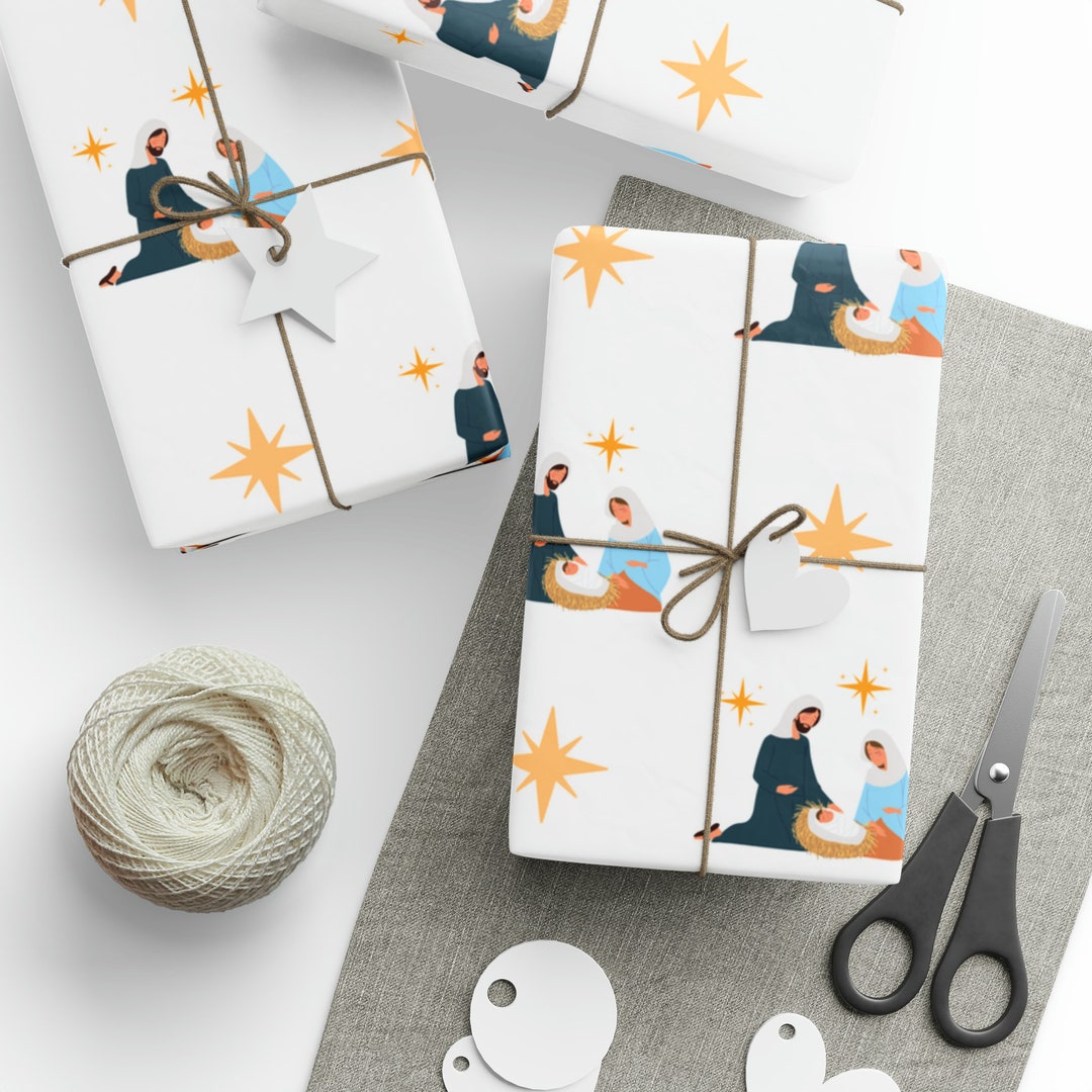 Nativity Christmas Gift Wrap Christian Wrapping Paper Nativity Scene