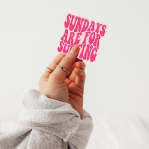 Sundays Are for Surfing Sticker: Pink Surf Laptop Decal