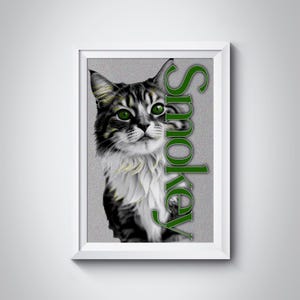 Personalisiertes Tierportrait – personalisierte digitale Haustier Illustration, Katzen oder Hunde Portrait Poster, Haustier Gedenkgeschenk, druckbare Haustier Kunst, Katzen Poster