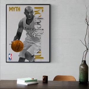 Kobe Bryant Black and White Printable Wall Art | Digital Portrait Poster | Basketball Legend Downloadable Print | Sports Room Decor | Gift